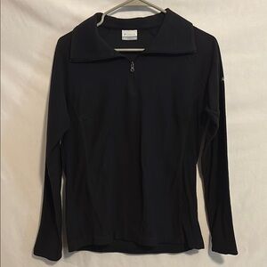 Columbia Black Fitted Polo Long Sleeve Tee